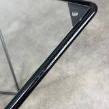 Table basse pyramidale en fil d'acier et verre dans le goût de Piva