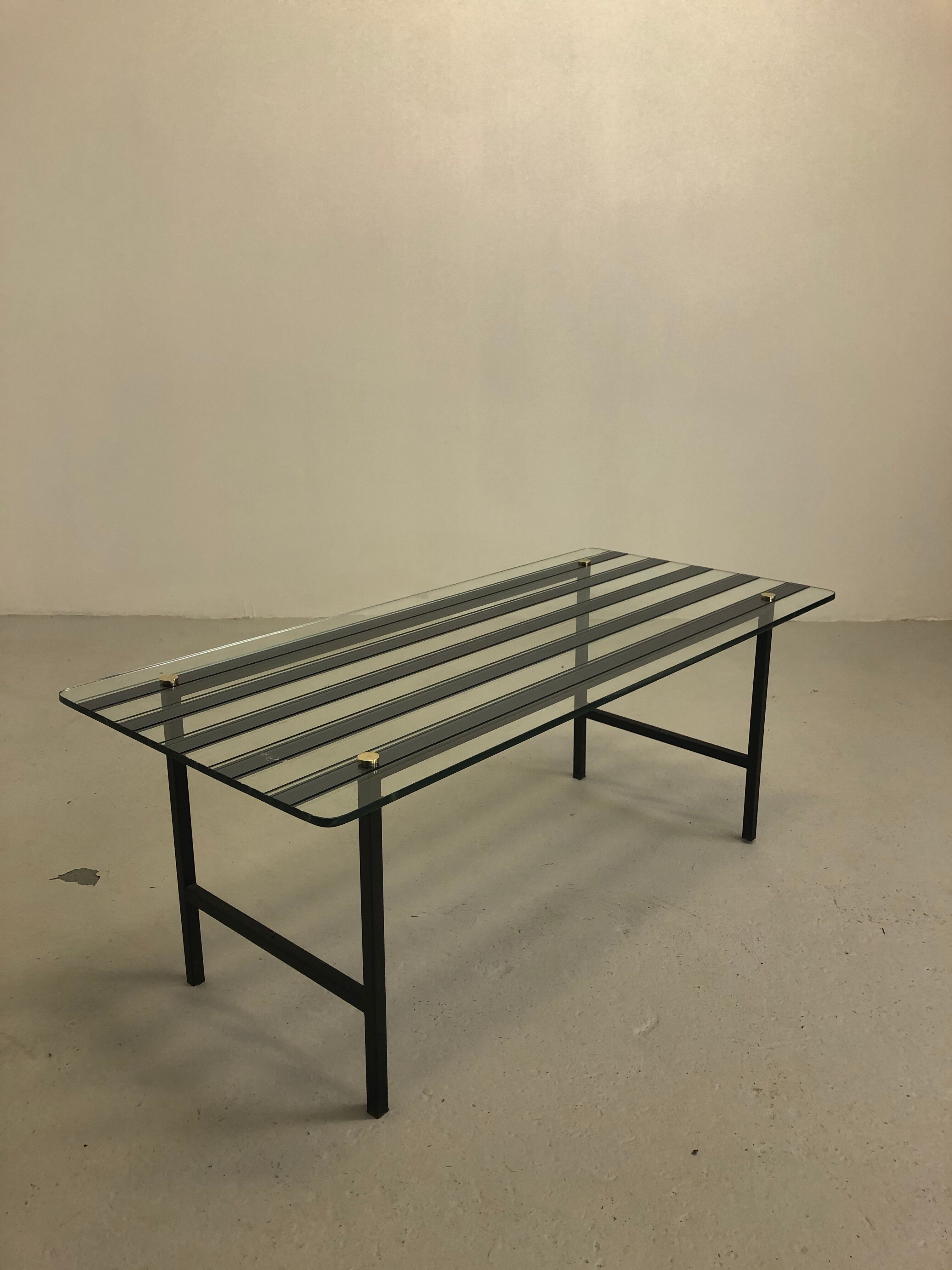 Glass and steel coffee table 1950