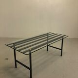 Table basse verre et acier 1950