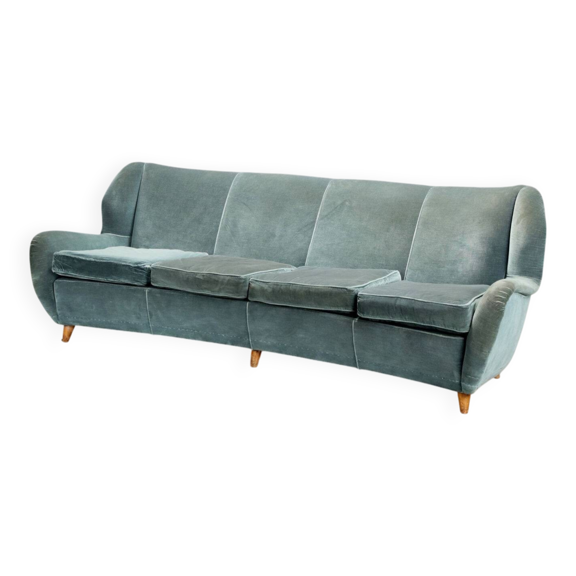 Canapé vintage design en forme de haricot velours années 50-60 original