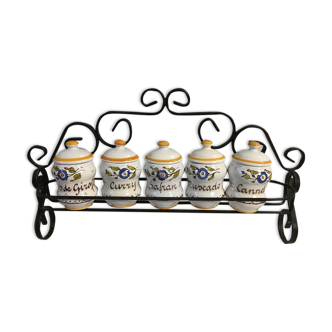 Spice wall shelf with 5 small pots decoration Ceramic kitchen devres