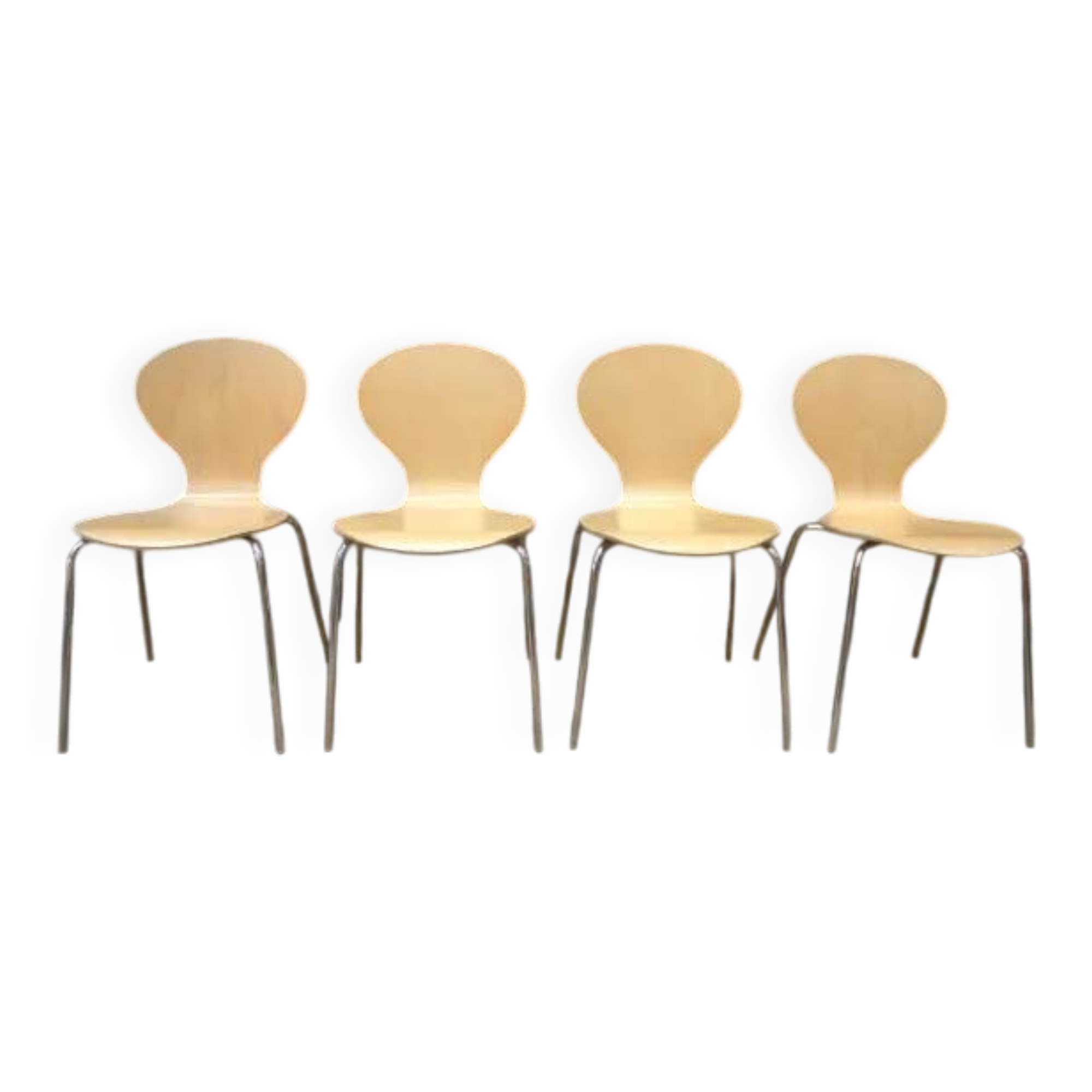 Lot de 4 chaises design métal et bois 1970 empilables