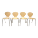 Lot de 4 chaises design métal et bois 1970 empilables