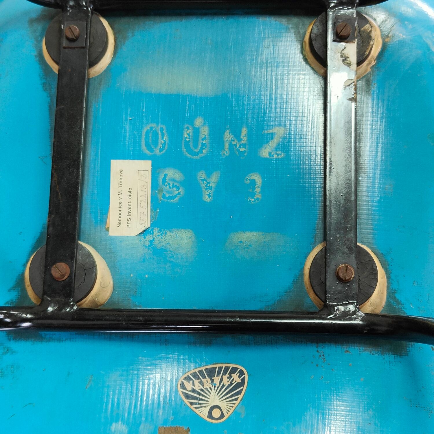 Metal and blue fiber chair by Miroslav Navratil for Vertex