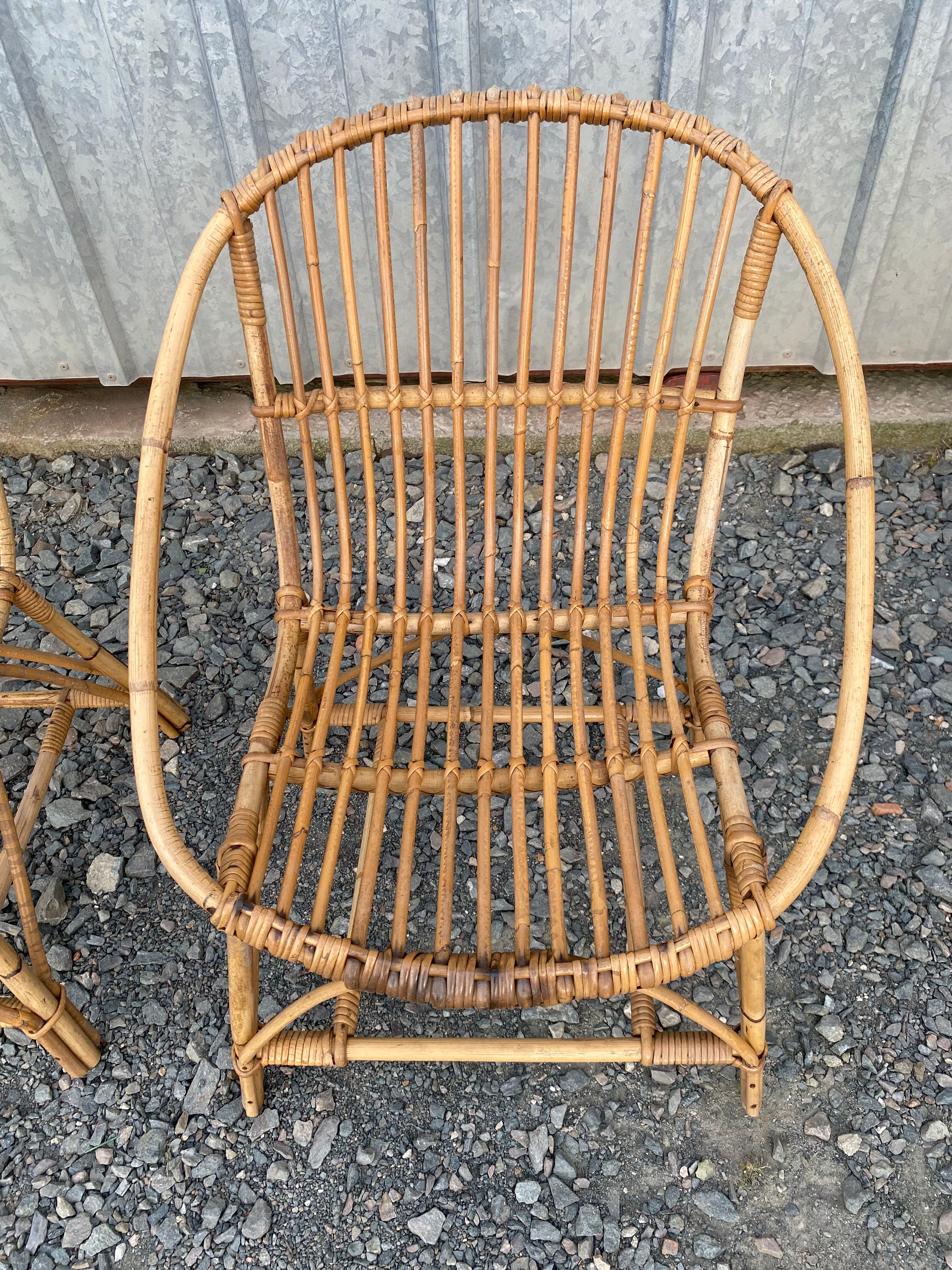 Pair of rattan armchairs