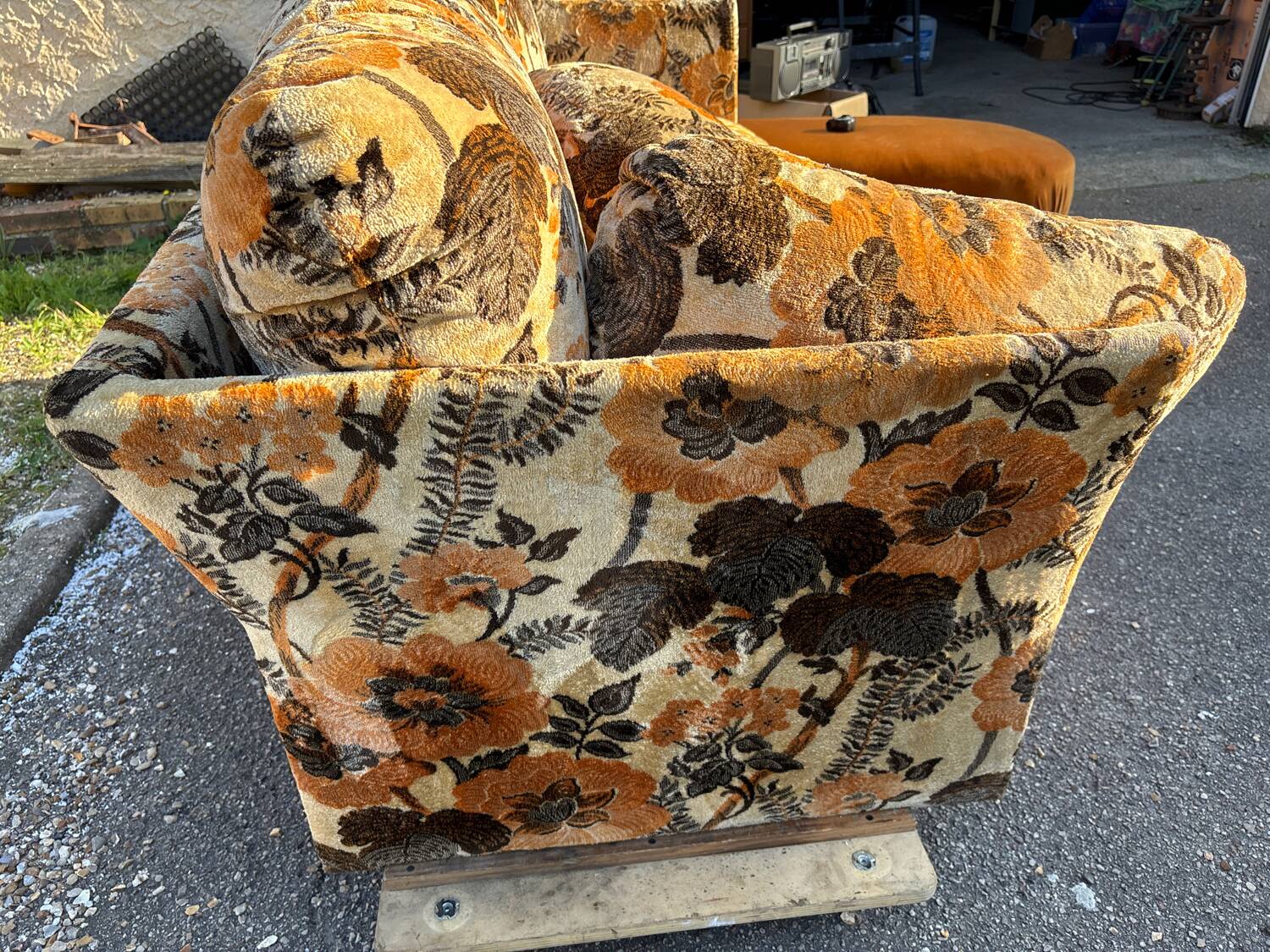 Vintage velvet convertible sofa