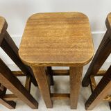 8 solid wood bar stools in brutalist style