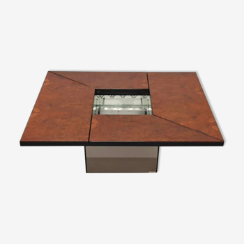 Table basse en bois avec compartiment bar par Paul Michel, années 1970