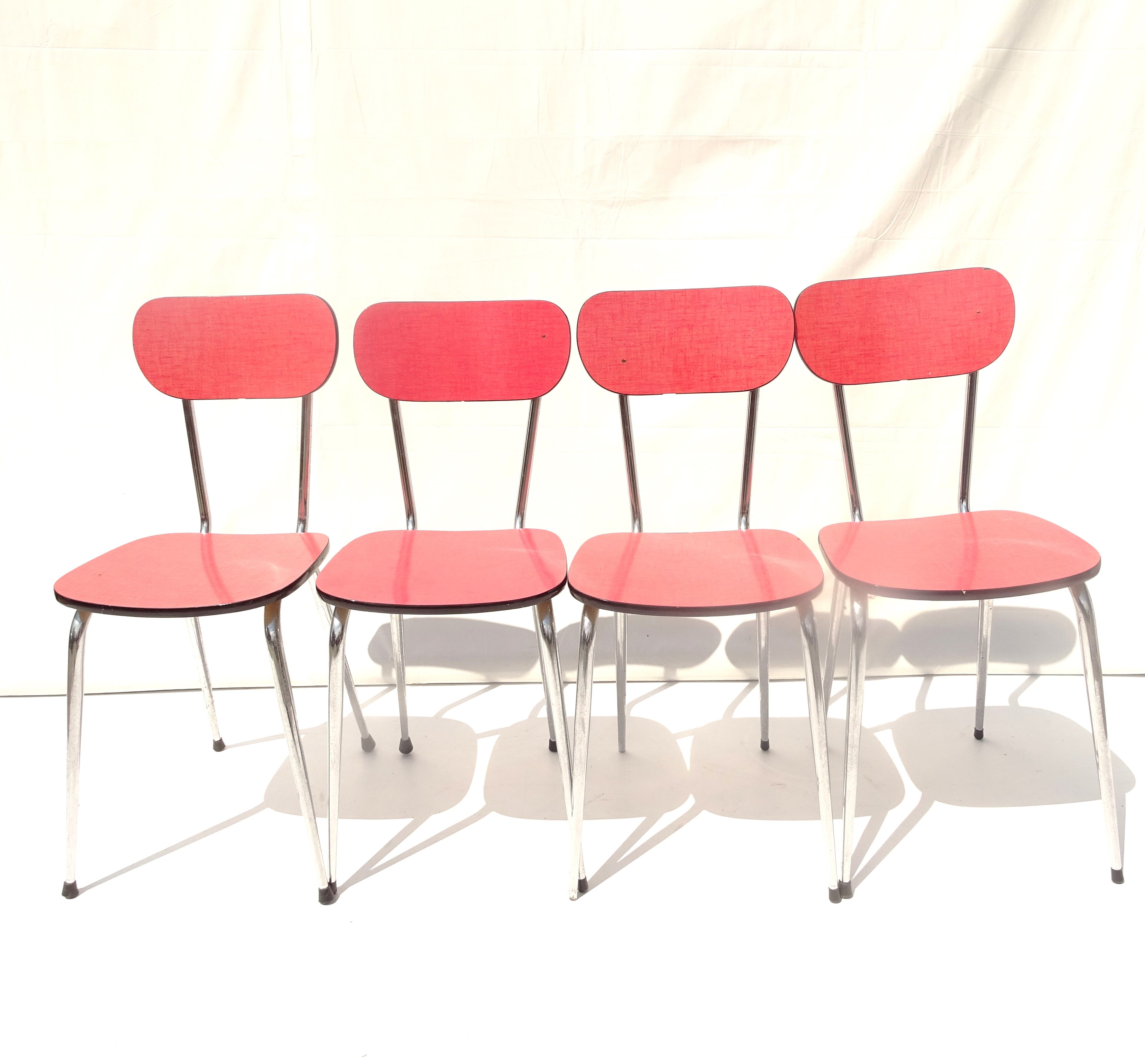 Lot 4 chaises formica rouge