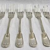 6 Ercuis Filet Chinon table forks in silver metal