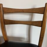 Series of 4 wooden & imitation leather chairs