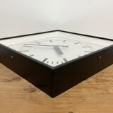 Black Industrial Square Wall Clock from Pragotron, 1970s