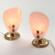Set of 2 mid-century pink glass table lamps, 1950s