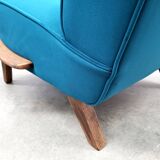 1930 Jindrich Halabala Bentwood Armchair in Teal Velvet