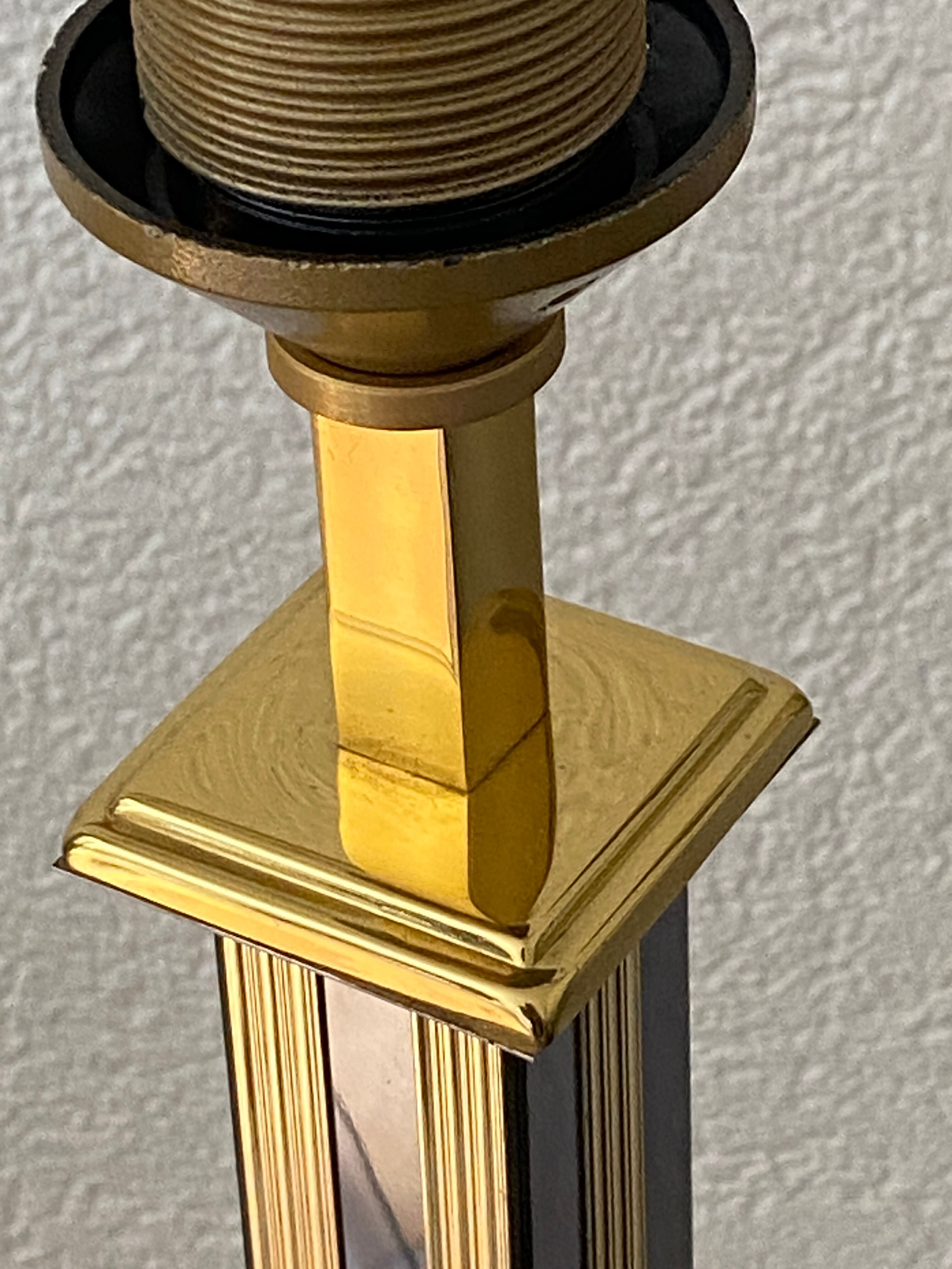 Brass column lamp and mirror