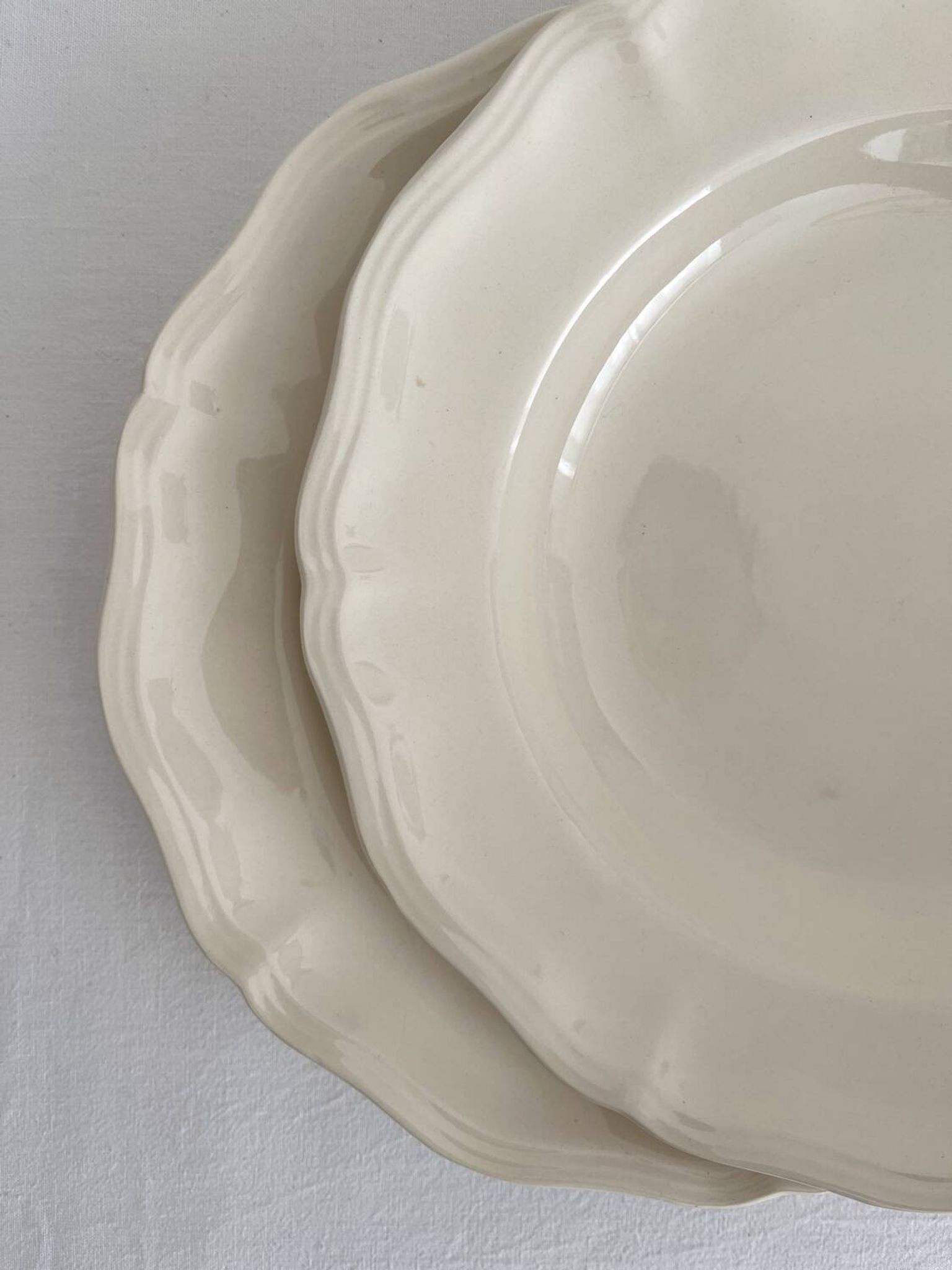 2 ivory fluted earthenware soup plates Sarreguemines