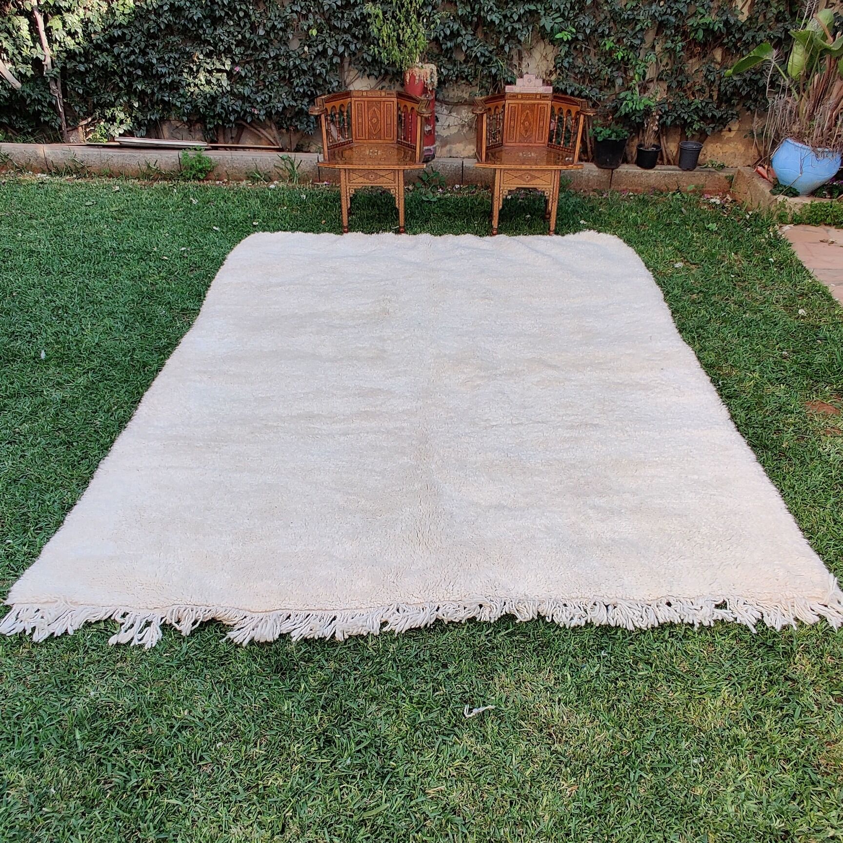 Berber carpet cream wool 215x280 cm