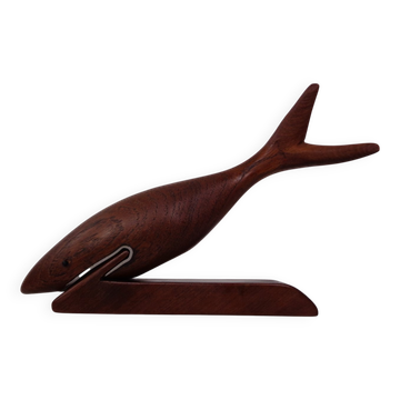 Danish Teak Shark with Stand, 1960s