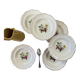 Set of 6 antique Badonviller earthenware soup plates with flowers and gilding