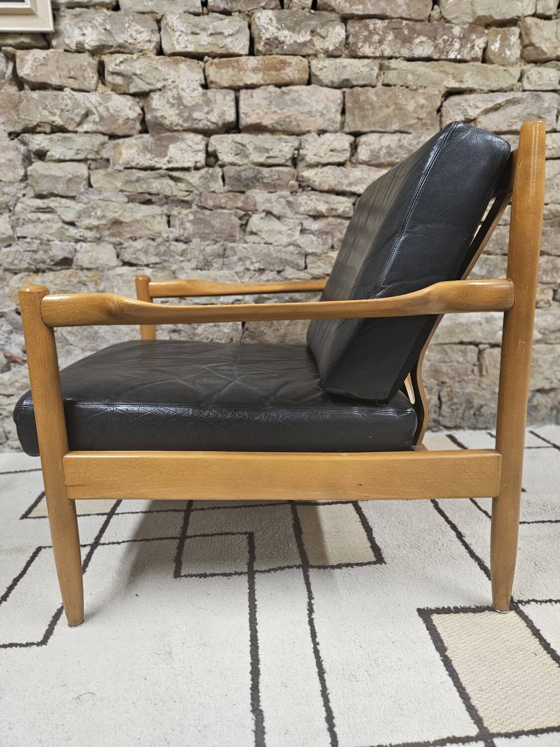 Paire de faureuil Scandinave cuir 1970"