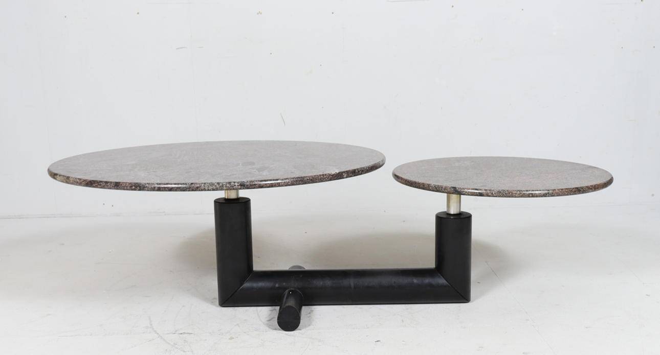 Sculptural coffee table in granite and wood, Italy 1980s.