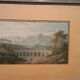 Aquarelle ancienne sur papier du début du XIXe siècle – paysage avec aqueduc.