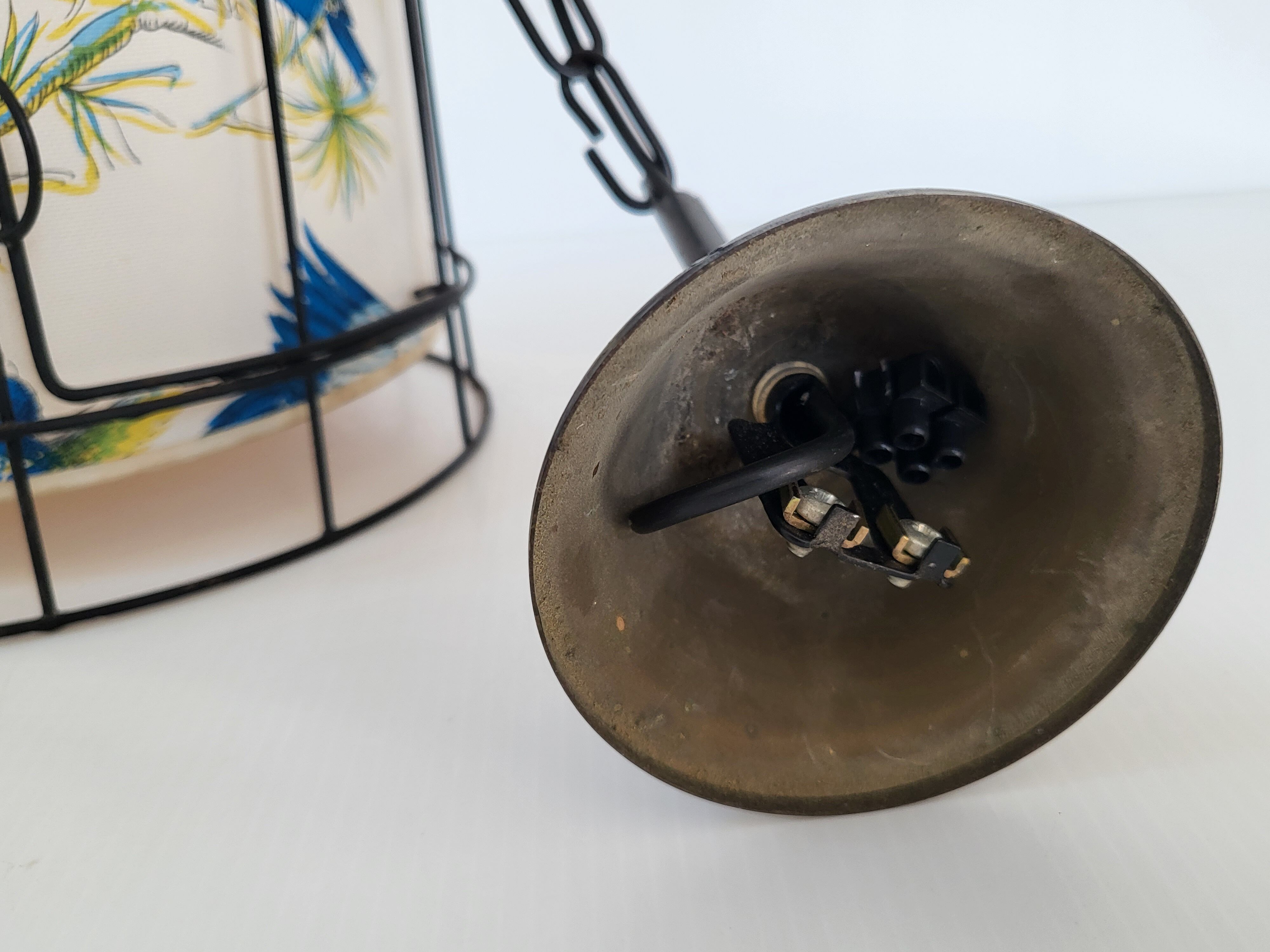Vintage bird cage suspension