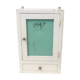 White medicine cabinet with window and drawer