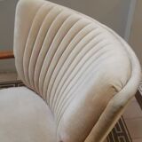 Vintage armchair 50s 60 velvet beige champagne