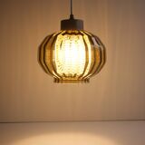 Vintage glass pendant in smoky green crystal with crystal cylinder  - design Carl Fagerlund Sweden