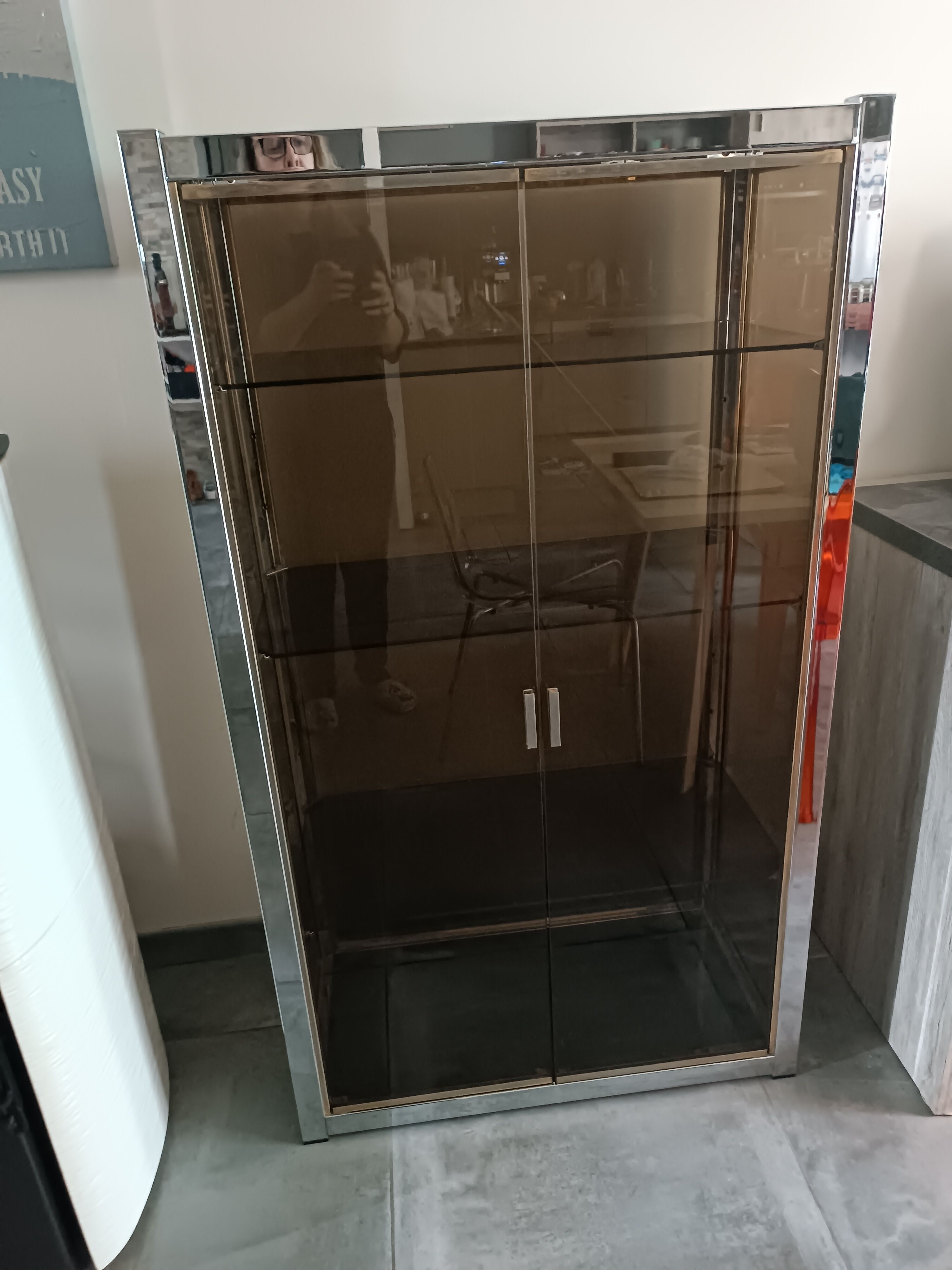 Vintage showcase in brass and chrome Renato Zevi