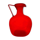 Vintage pitcher in bright red blown glass