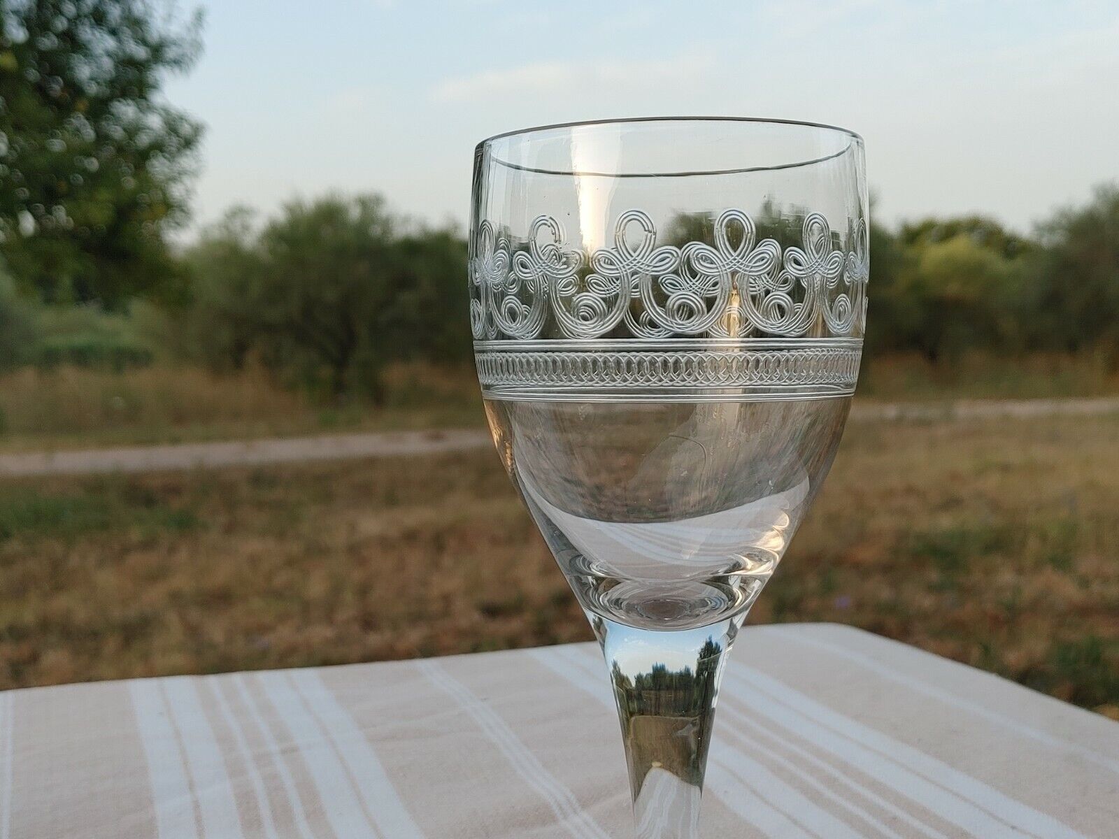8 old water glasses engraved with a large frieze late XIX-XXth