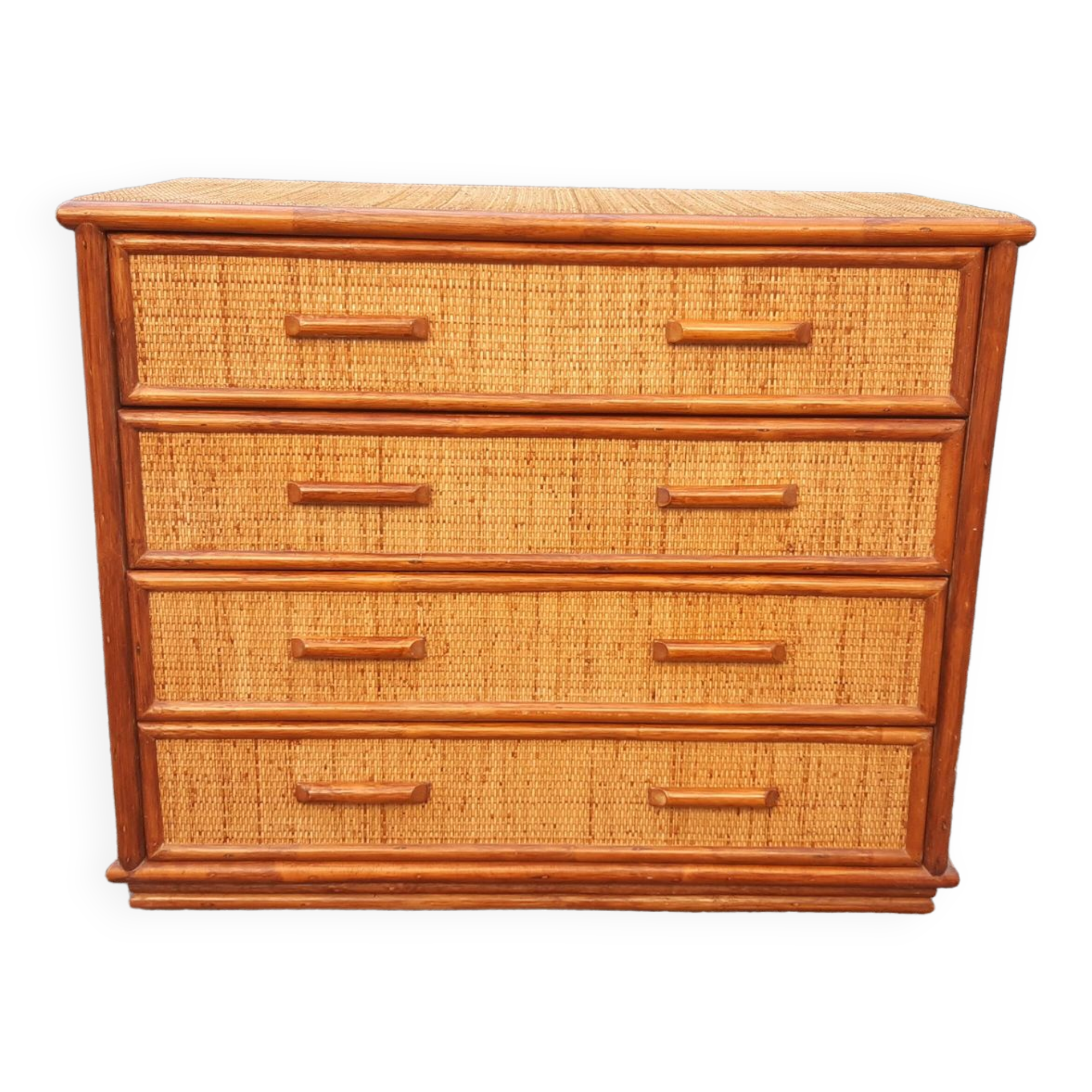 Commode osier et bambou