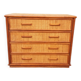 Wicker and bamboo chest of drawers