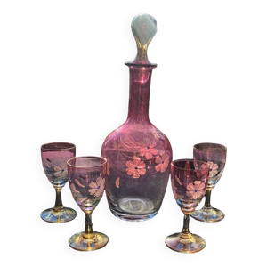 Service à liqueur rose