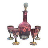 Service à liqueur rose émaillé