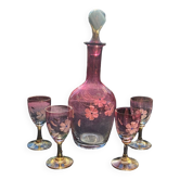 Service à liqueur rose émaillé