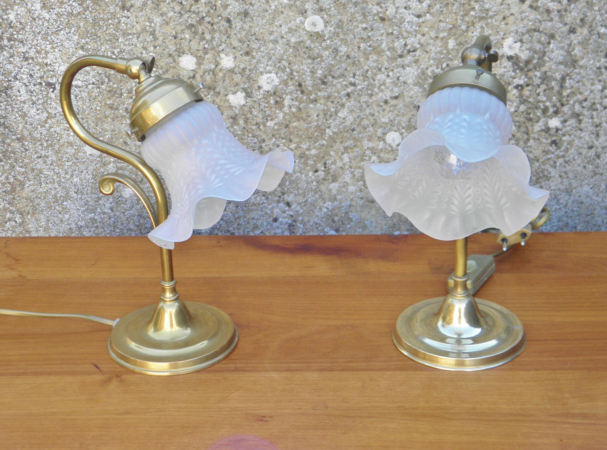 Pair of brass table lamps