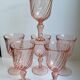 Set of 6 vintage Rosaline twisted pink glass wine glasses