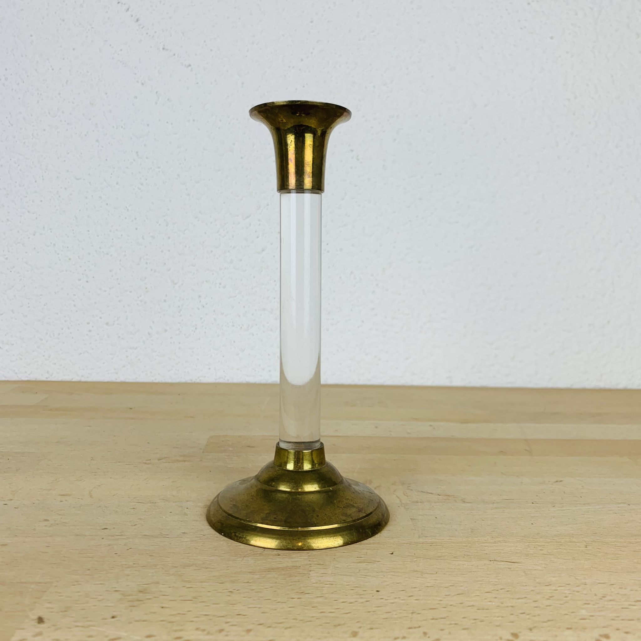 Bougeoir laiton et plexiglas vintage