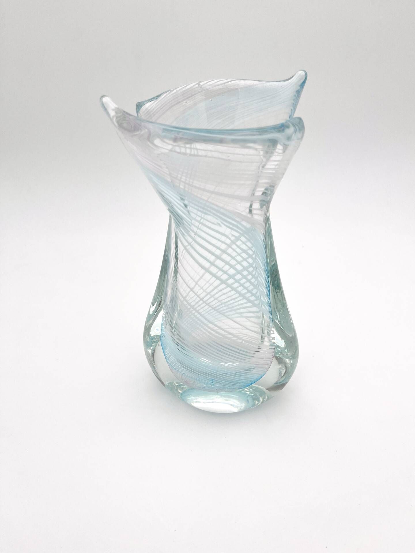 Vase Sculpture Murano Zanfirico Filigree Sommerso Blue Pink White