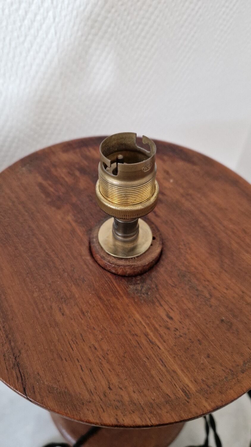 Vintage turned wooden lamp Art Deco style