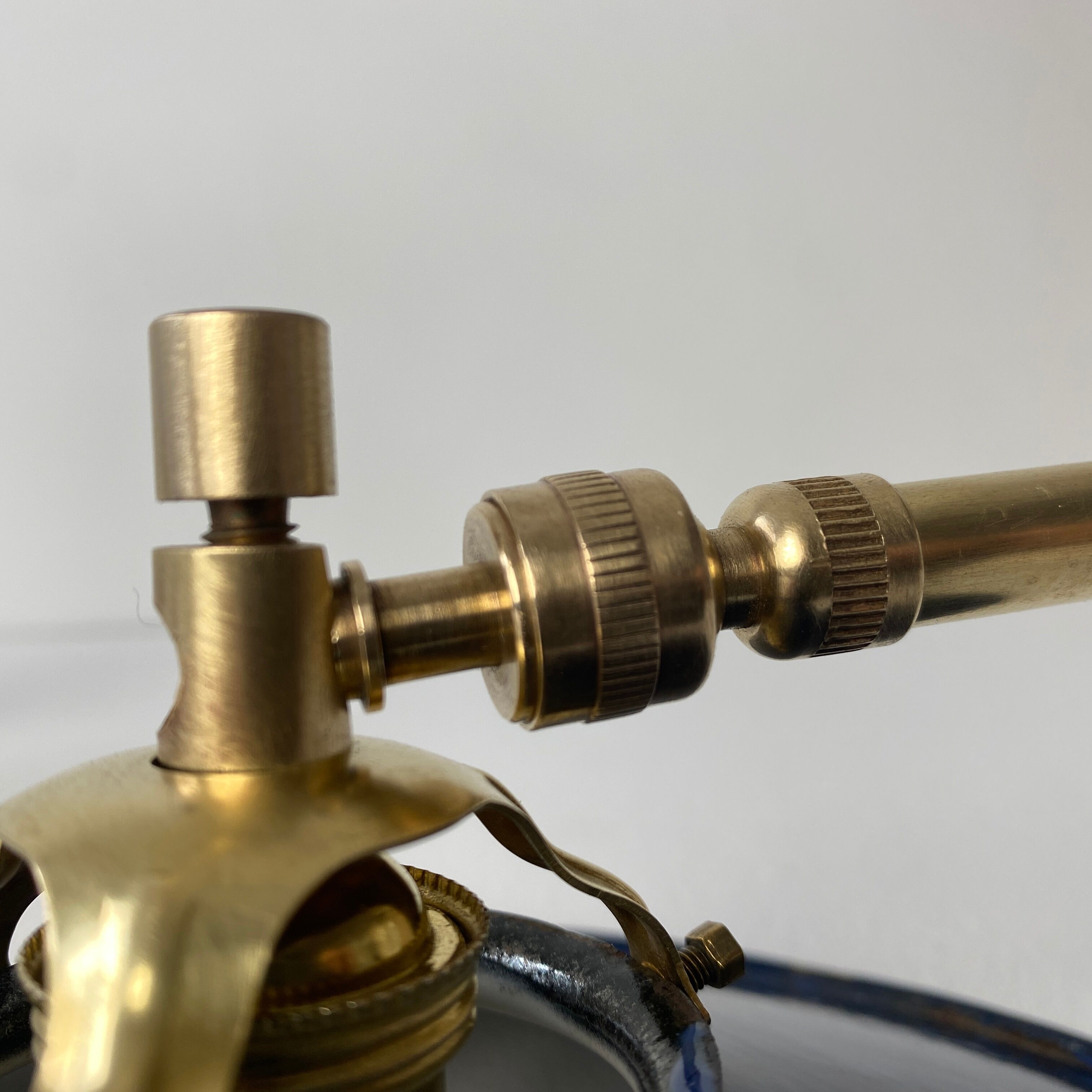 Pair of old vintage blue enamelled wall lamps