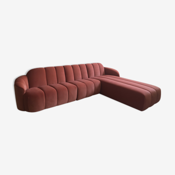 4-seater terracota velvet sofa