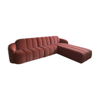 4-seater terracota velvet sofa