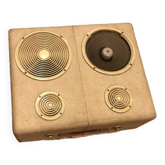 Vintage two-tone pickup suitcase vinyl turntable