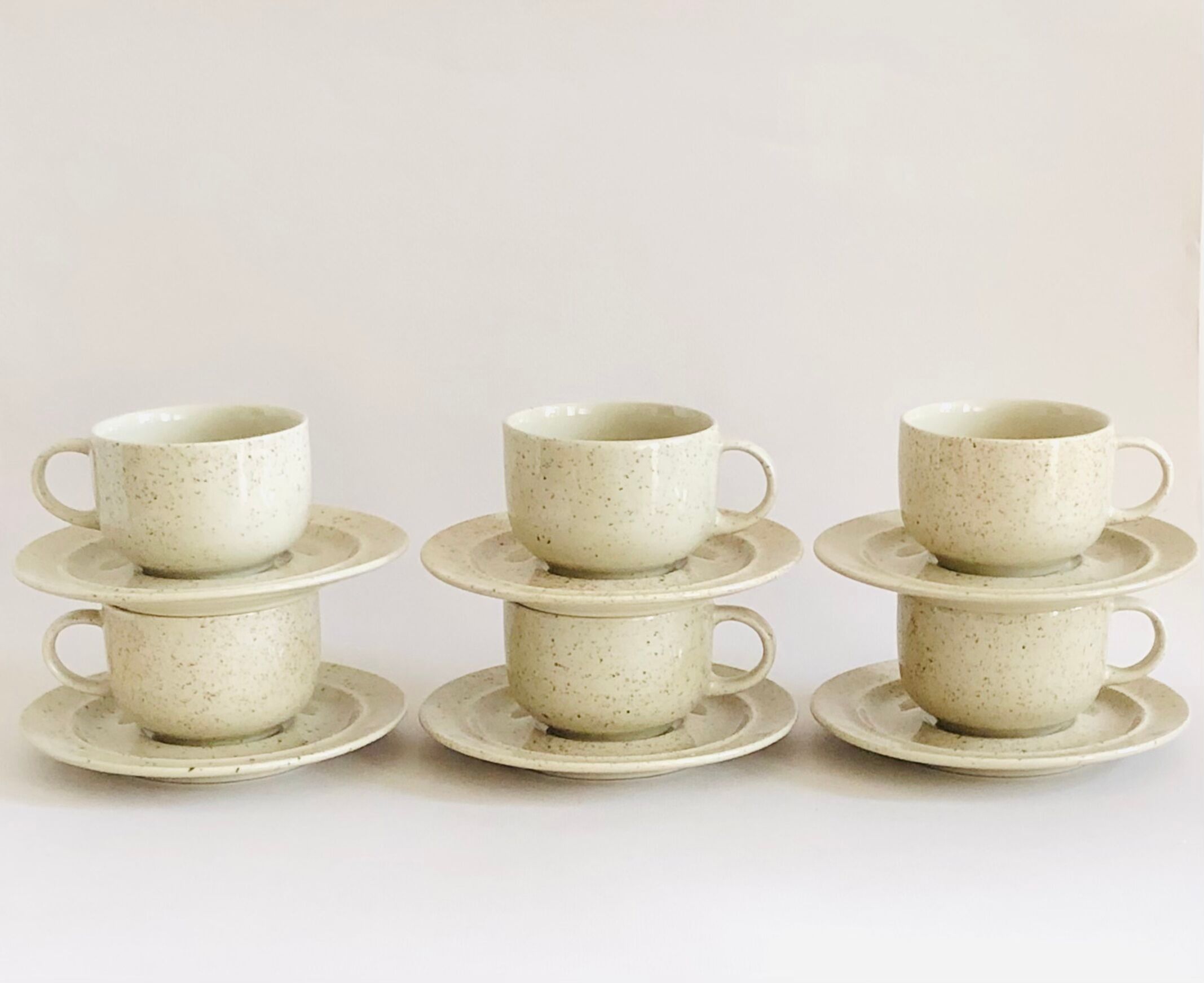 Vintage speckled stoneware coffee cups