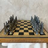 Leather and metal chess set
