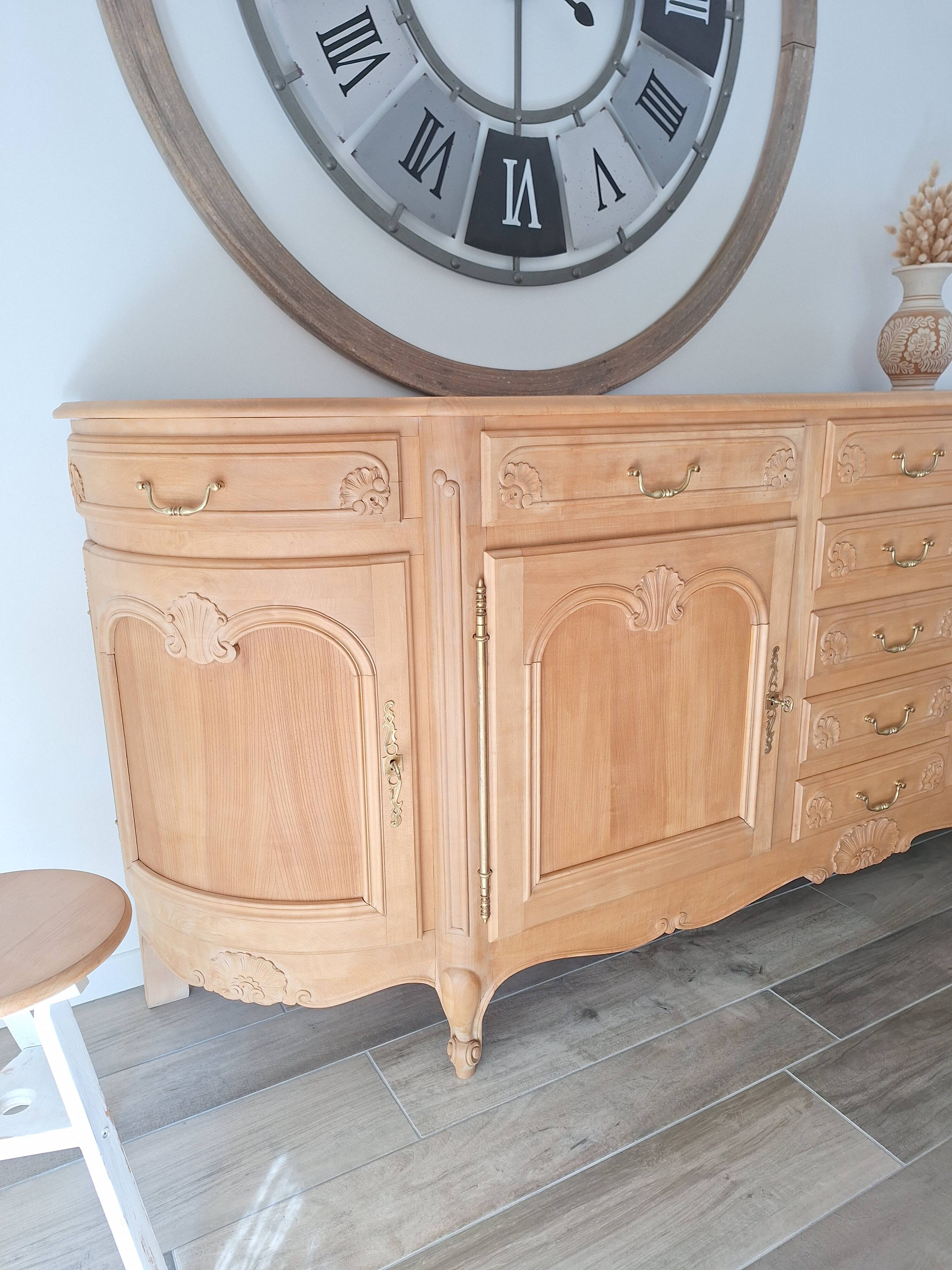 Low buffet in solid cherry wood renovated – Louis XV style – 250 cm